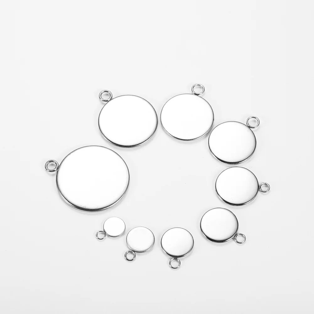 

20PCS Stainless Steel 6-25MM Pendant Necklace DIY Jewelry Making Cabochon Base Crafts Setting Jewellery Findings Accessory