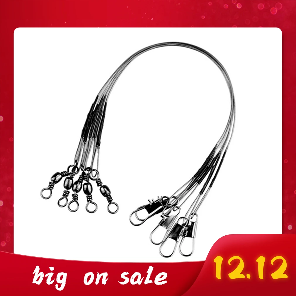 

5pcs Fishing Tackle Lure Trace Wire 16cm 23cm 31cm Length Anti-bite Fishing Wire with Stainless Steel Leader