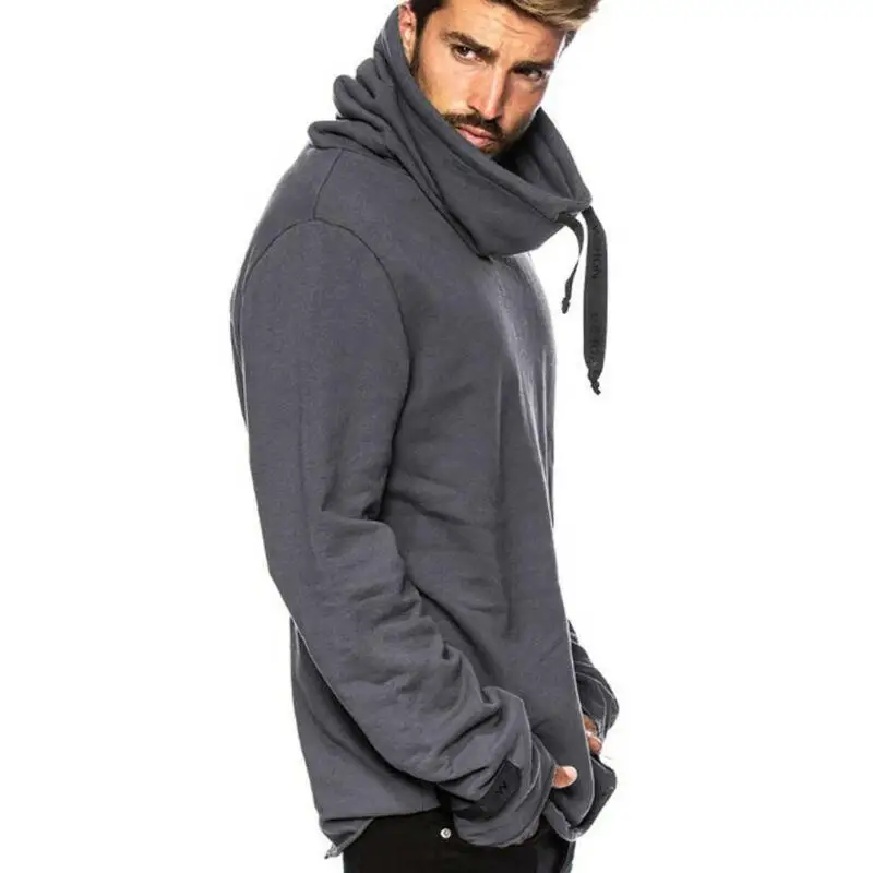 

Mens Autumn Sweatshirt High Neck Long Sleeve Casual Loose Solid Jumper Tops