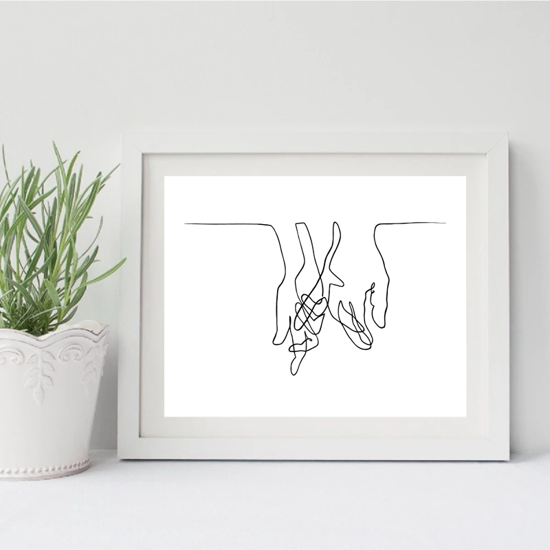 Картина из линий влюбленных вдохновленная Пикассо современный плакат печать