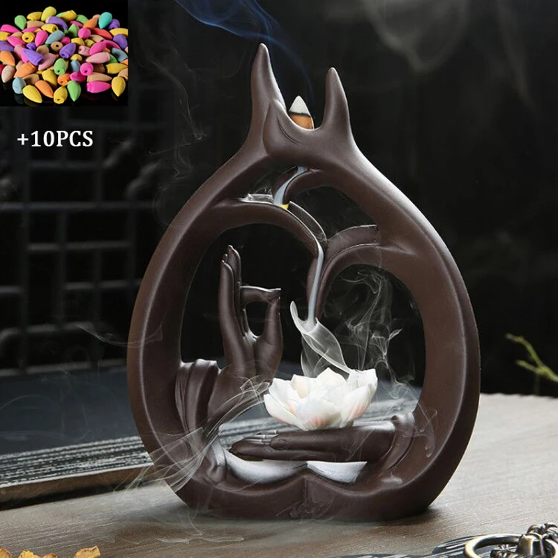 Буддийская подставка для благовоний в виде руки с 10 конусами|Благовония и