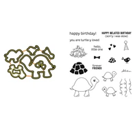turtle friends stamp set and coordinating dies birthday baby friendship sentiments clear stamps for diy scrapbooking craft die