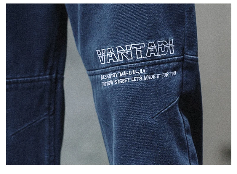 Fashion Streetwear Men Jeans Loose Fit Spliced Designer Denim Cargo Pants Harem Jeans Men Japanese Style Hip Hop Joggers Jeans