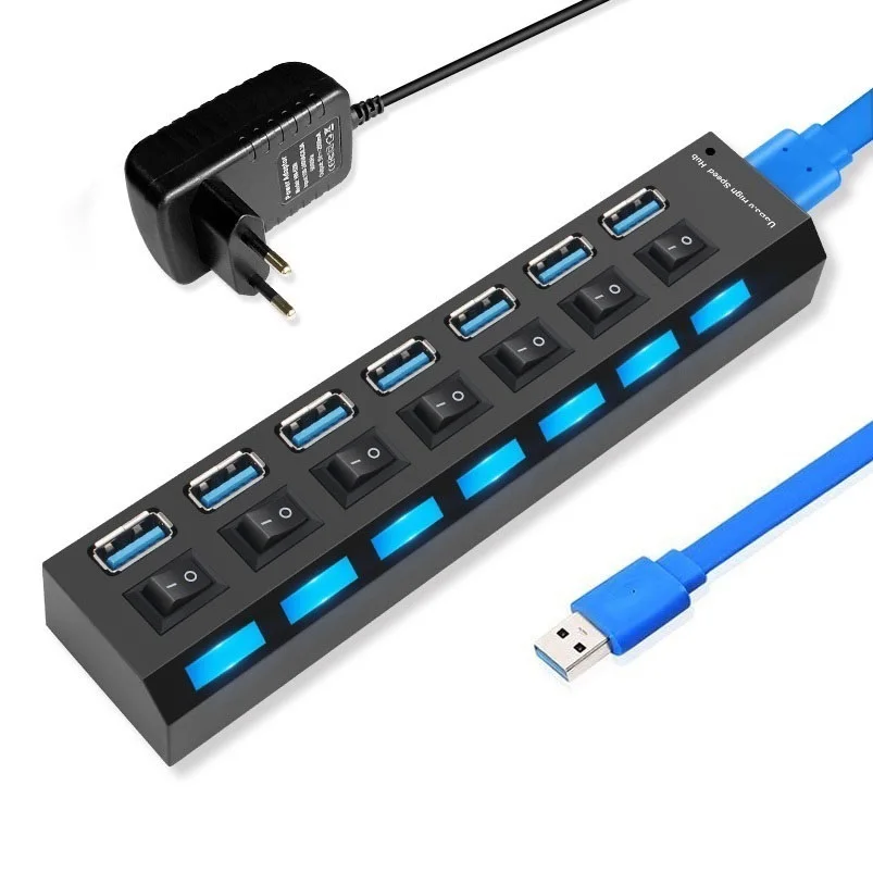 

USB-разветвитель, USB 3,0, 4/7 портов, с выключателем