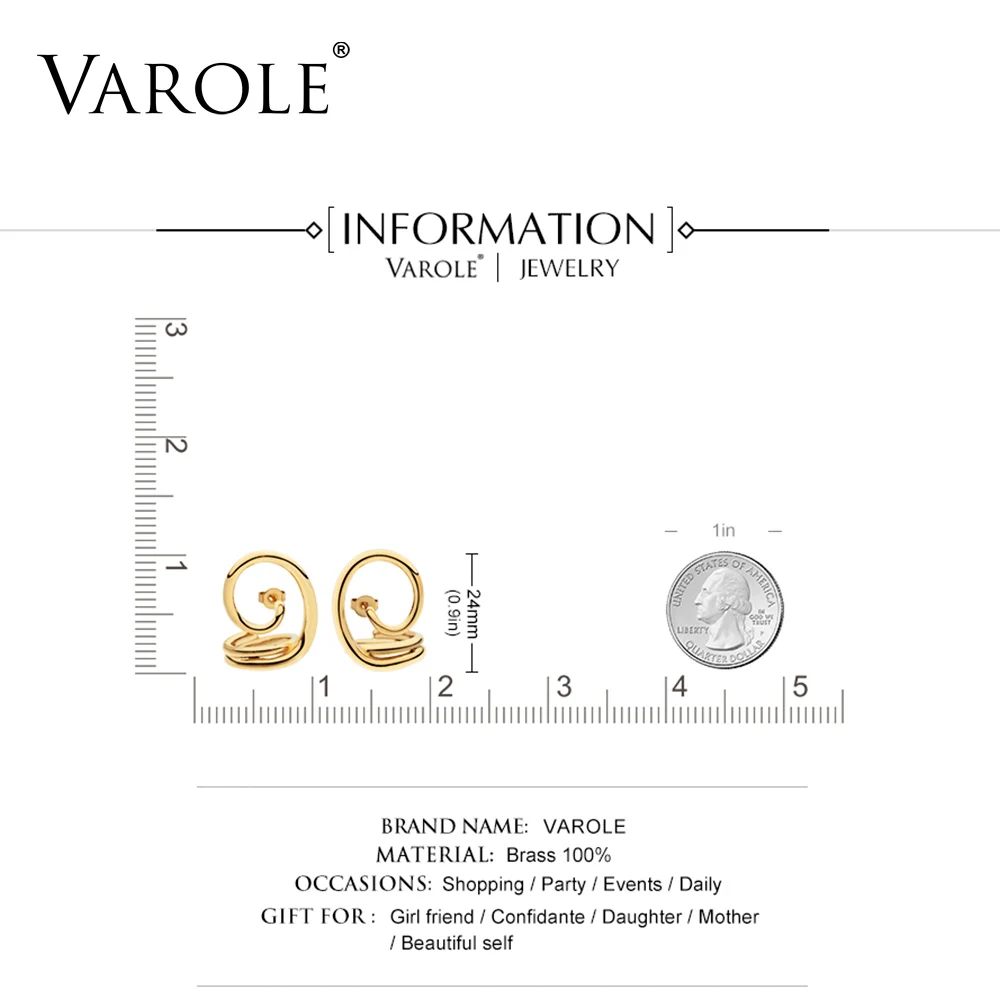 VAROLE Новый корейский простой Стиль с переплетенными линиями золотистые серьги