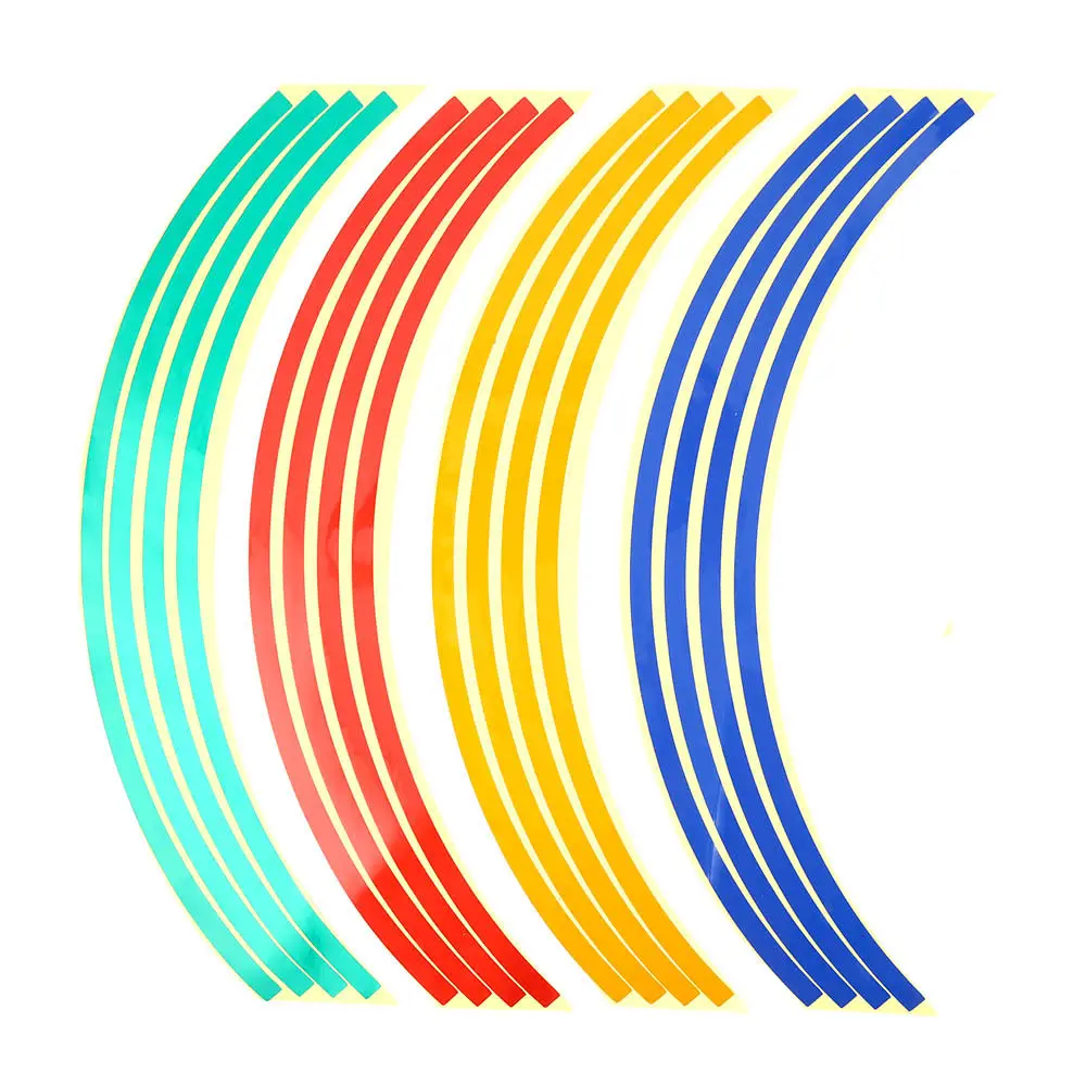 16 шт. полоски колеса мотоцикла стикеры светоотражающие наклейки ободная лента