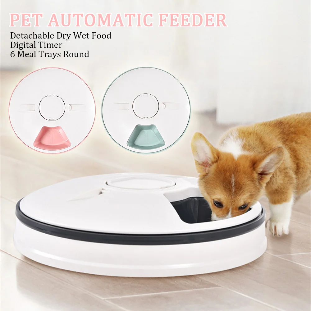 

Anti Slip Large Capacity Cats Round Dry Wet Food Dispenser Digital Timer Dogs Pet Automatic Feeder 6 Meal Trays Portion Control