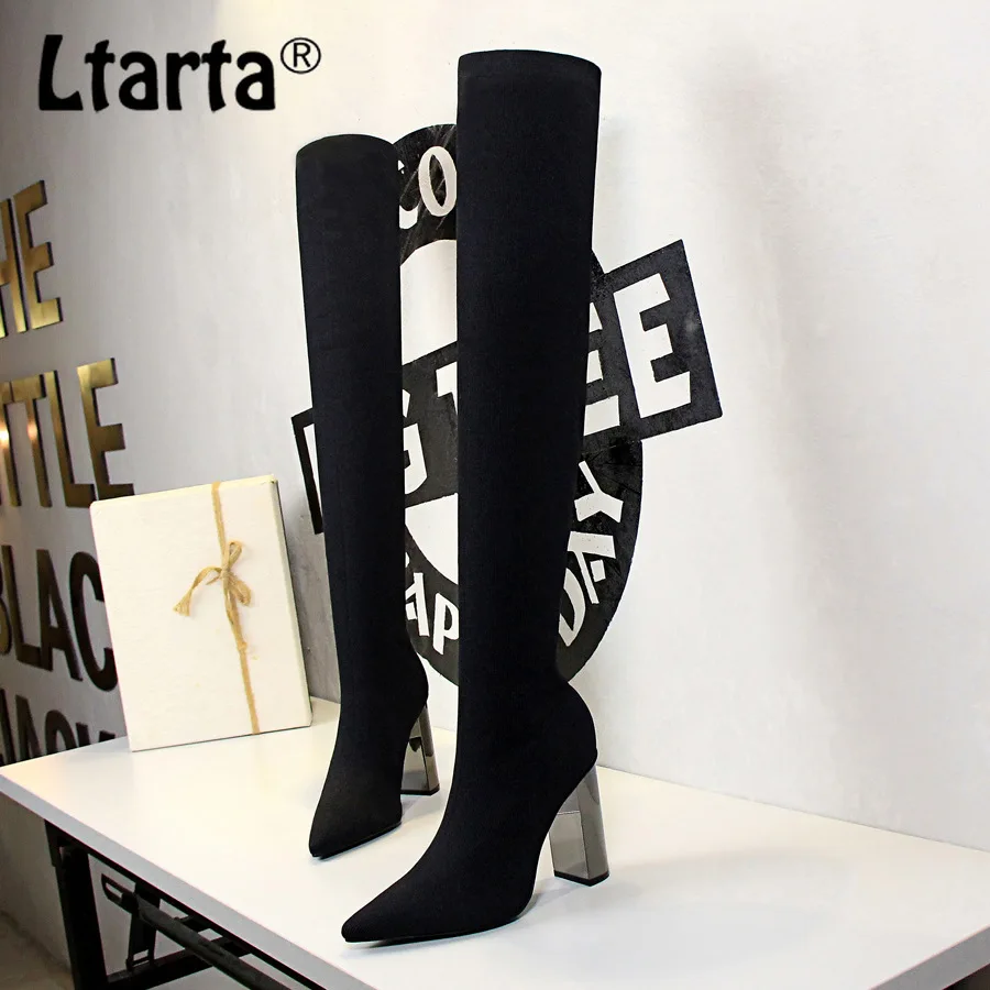 LTARTA 2020 женские длинные сапоги до колена высокие на высоком квадратном