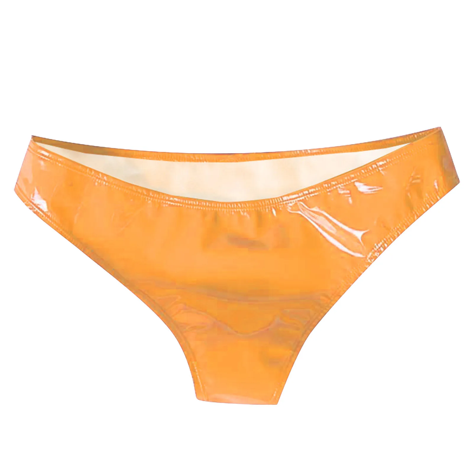 Женские глянцевые трусики с низкой талией из лакированной кожи латексные