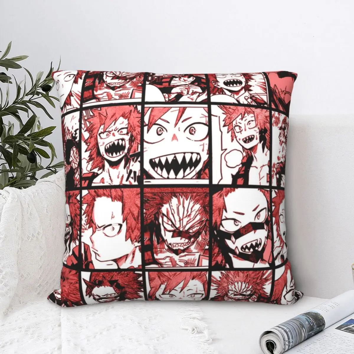

BNHA Kirishima Collage Version Square Pillowcase Cushion Cover Creative Zip Home Decorative Polyester for Room Simple 45*45cm