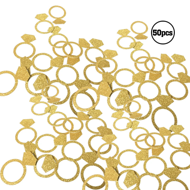 

Black/Silver/Gold Glitter Ring Table Confetti Bridal Shower/Engagement -Wedding Decorations Bachelorette Party Events Supplies