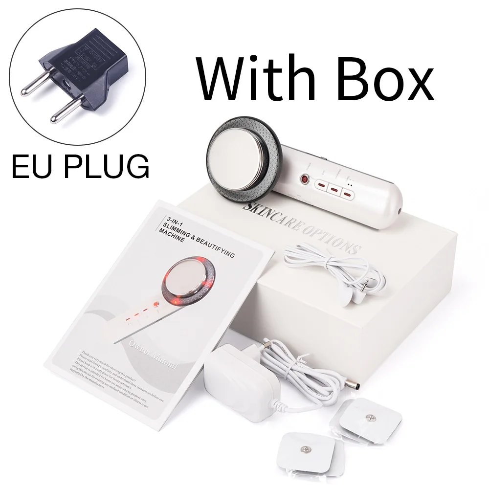 EU PLUG WITH BOX Ультразвуковая кавитация EMS сжигатель жира тело похудение массажер потеря веса машина с пластырем Липо антицеллюлитный гальванический инфракрасный - Цвет: EU PLUG WITH BOX