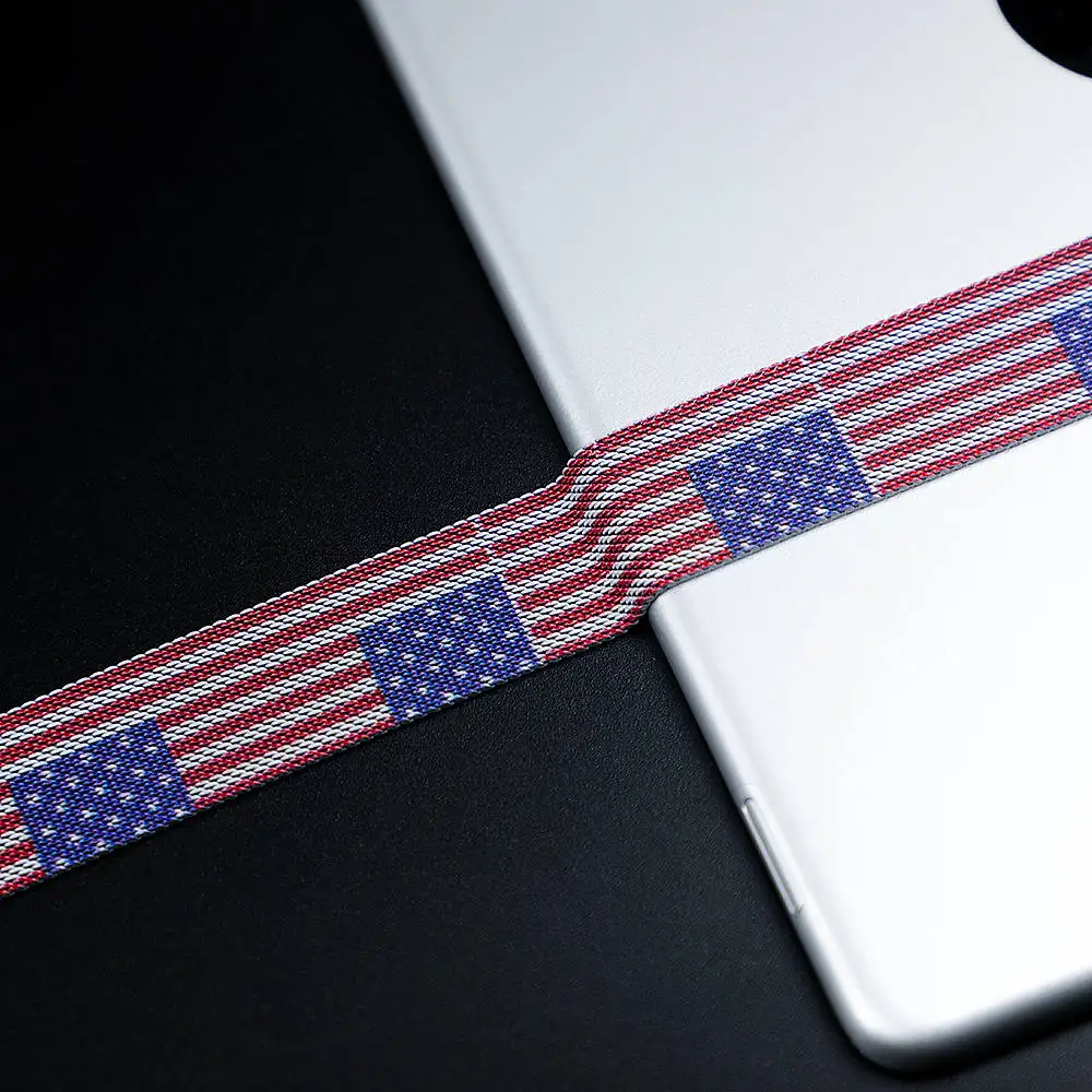Excellent Milanese loop For Apple Watch band strap apple watch 4 band 44mm 40mm iwatch 3 2 1 42mm/38mm Better material Process - Цвет ремешка: American flag
