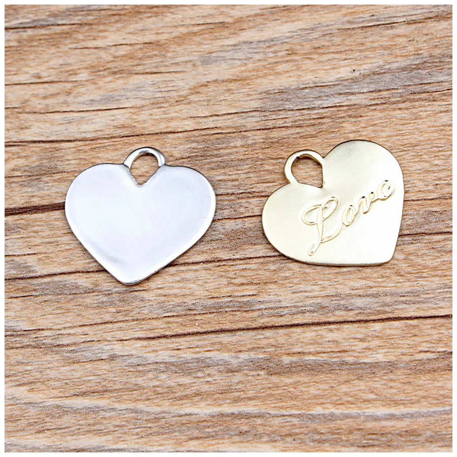 

DIY Korean Jewelry Accessories Color Preserving Gold Silver Color Alloy Small Pendant Love Pendant