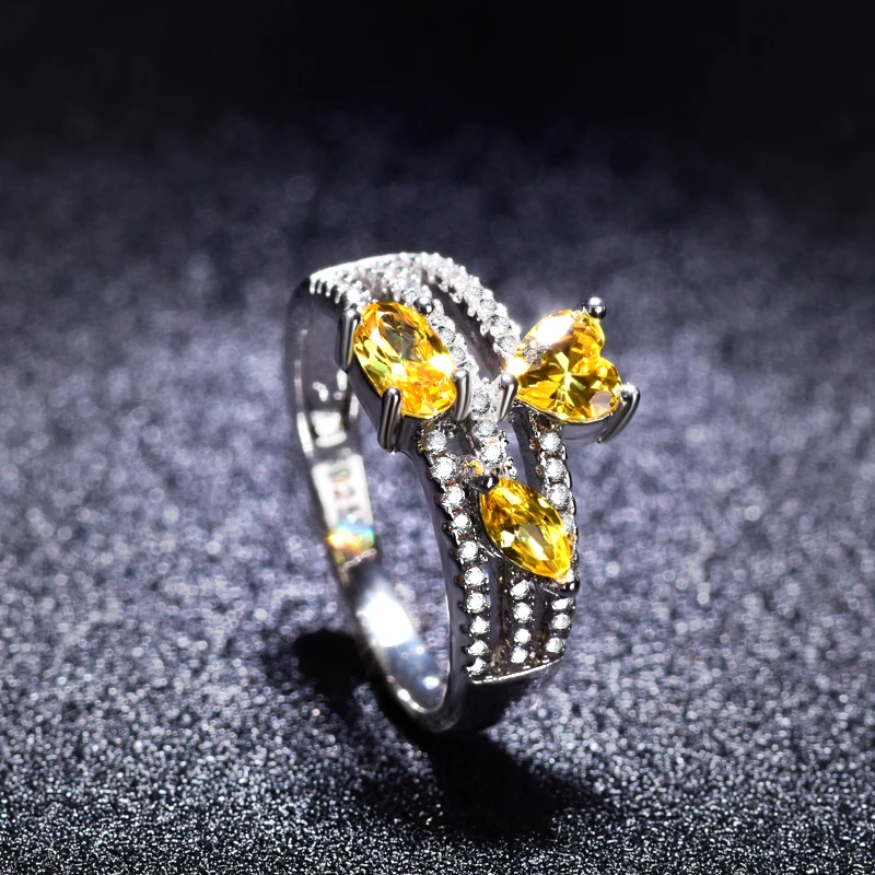 

Jewelry for Women 2021 Trend Ring with Yellow Cz Stone Gift for Girls for Wife Wedding Couple Rings Rings for Women