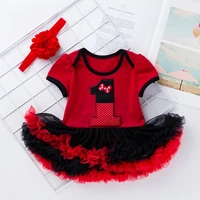 summer new infant red festival short sleeve romper dress 0 24m baby girls cartoon soft breathable casual dress with headwear