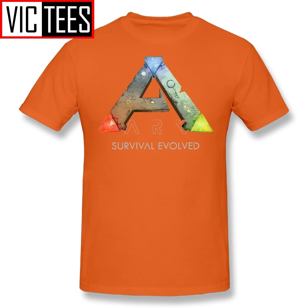 Мужские футболки Ark Survival Evolved Games, мужские хлопковые футболки, повседневные футболки с круглым воротником, черные - Цвет: Оранжевый