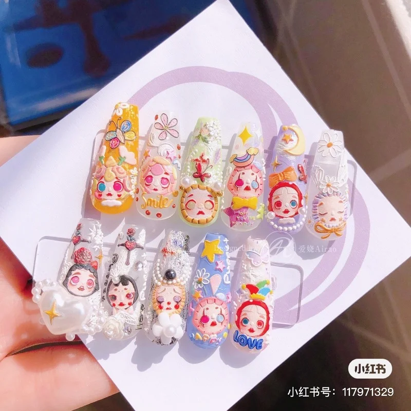 

5D Embossed Ultra-thin Relief Adhesive Cute Clown Decal Manicure Accessories DIY Nail Art Decoration Puppet Doll Nail Stickers