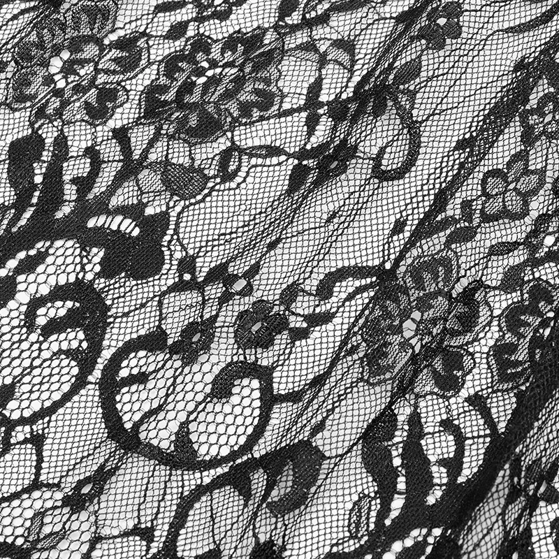 Женское кружевное платье с коротким рукавом в стиле панк черное повседневное