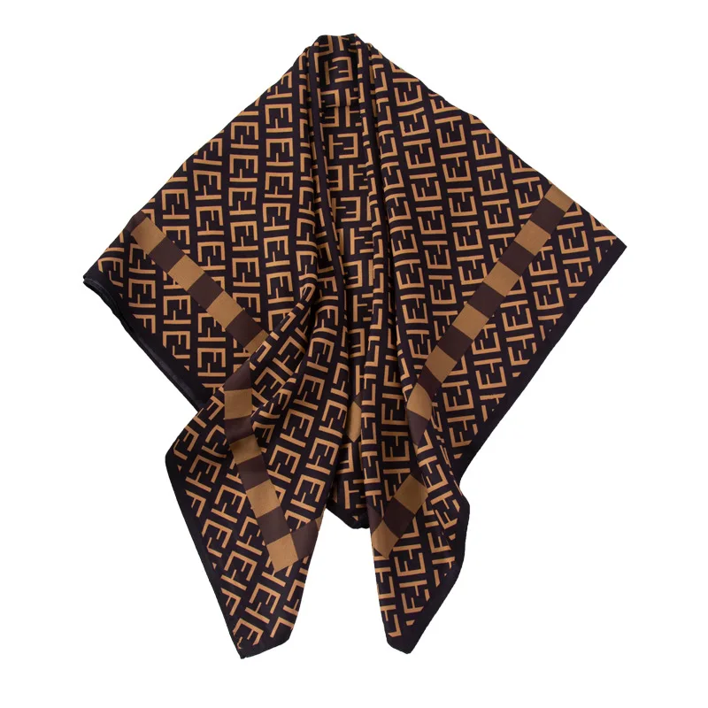 

Twill Silk Scarf Women Letter Print 90x90cm Square Hijab Scarves Foulard Band Shawls and Wraps Neckerchief Bandana Headscarf