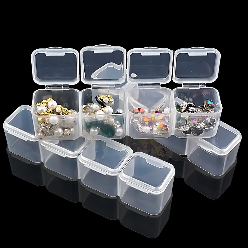 

Transparent Plastic Nail Art Storage Box 28 Slots Display Case Organizer Holder For Rhinestone Beads Cosmetic Jewelry Decoration