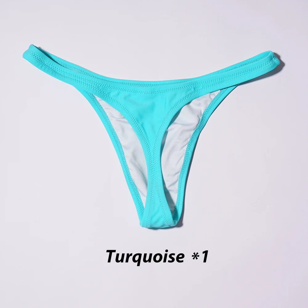 Turquoise Распродажа Lunamy сексуальные купальники, бикини Для женщин дна однотонный Цвет бикини Трусы-стринги бразильские купальные трусики - Цвет: Turquoise