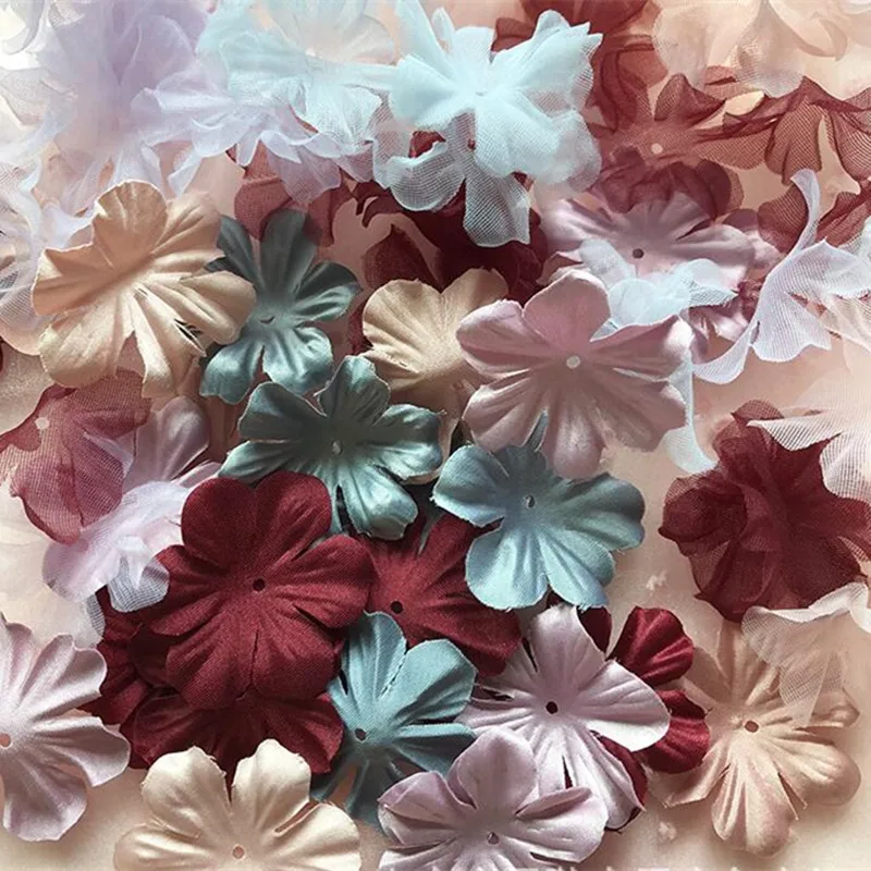 Атласная повязка на голову с белыми цветами 200 шт./лот 2 см/3 см/4 см для украшения