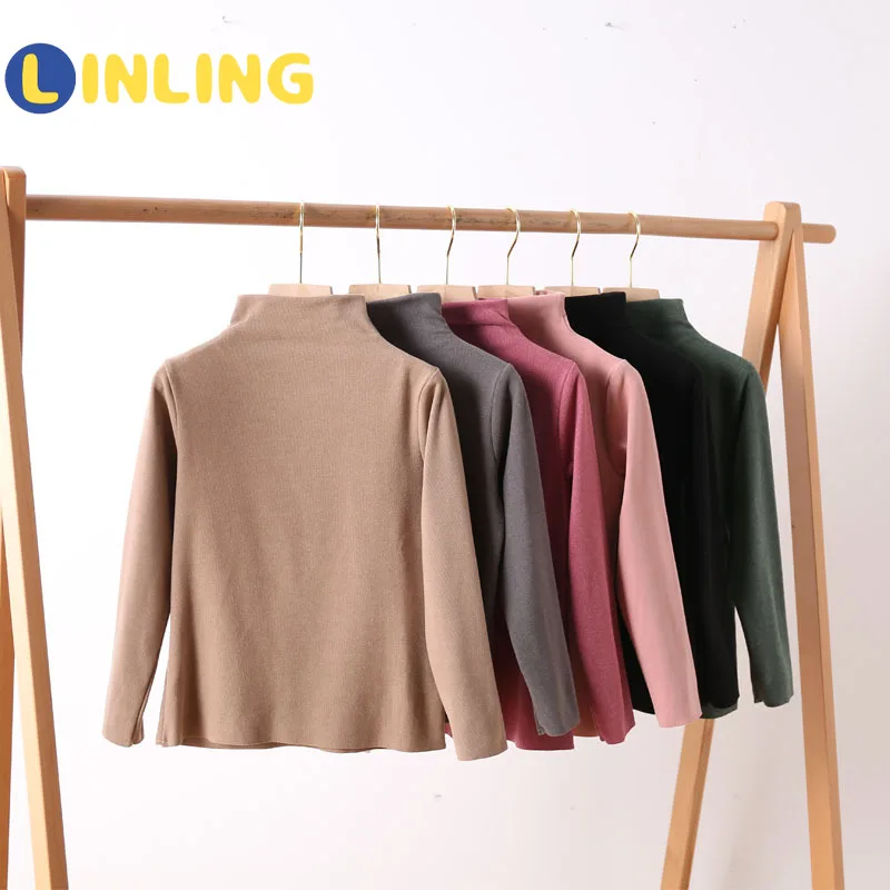

LINLING Children's Bottoming Shirt New Autumn and Winter High Collar Cozy Cost-effective Kids Clothes V759
