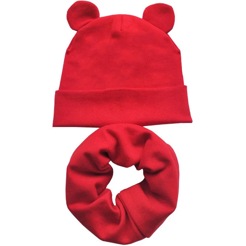 

New Autumn Winter Children Scarf Hat Sets Cartoon Baby Head Cover Outdoor Warm Neck Collar Kids Beanies Set Cotton Children Hat