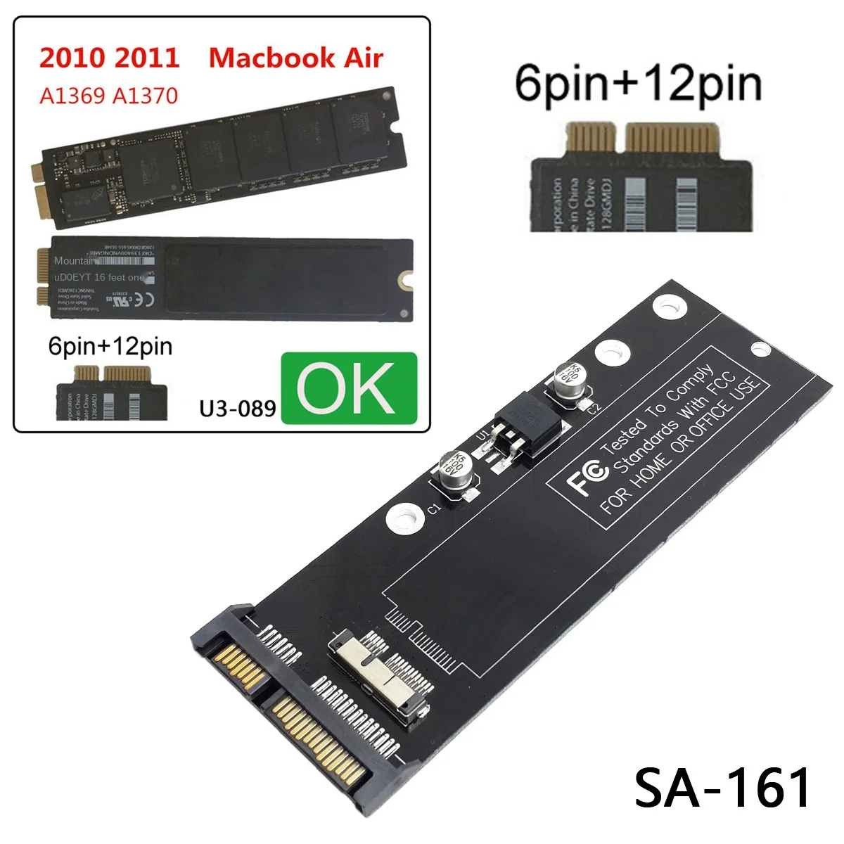 

Solid State Adapter Card for 2012 2011 Mac Air Pro Md223 Md231 SSD Sata