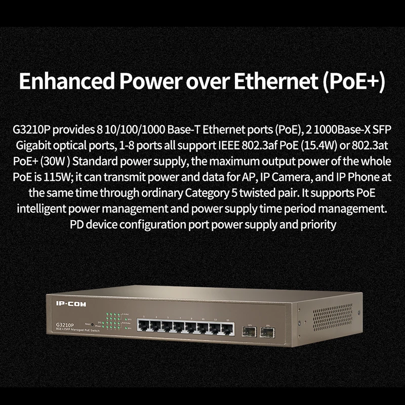 Сетевой коммутатор JSMAX IPCOM G3210P с 8 портами Gigabit + 2 * SFP | Компьютеры и офис