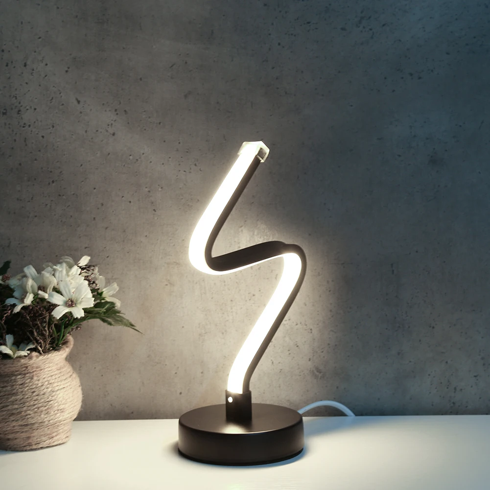 

LED Spiral Shaped Light Curved Acrylic Table Lamp Bedroom Moderne Minimalistische Led Tafellamp Voor Slaapkamer Bed Decoration