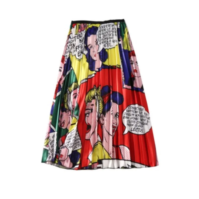 Юбка женская плиссированная с высокой талией модная эластичная Длинная миди