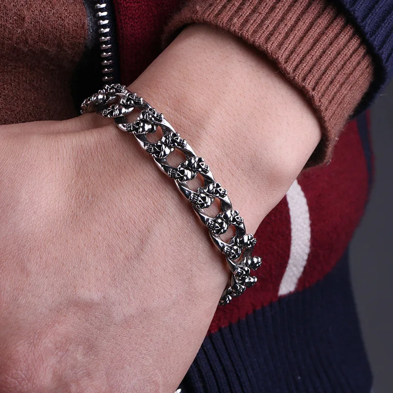 Готический Для Мужчин's Нержавеющая сталь браслет стимпанк Череп &amp Браслет