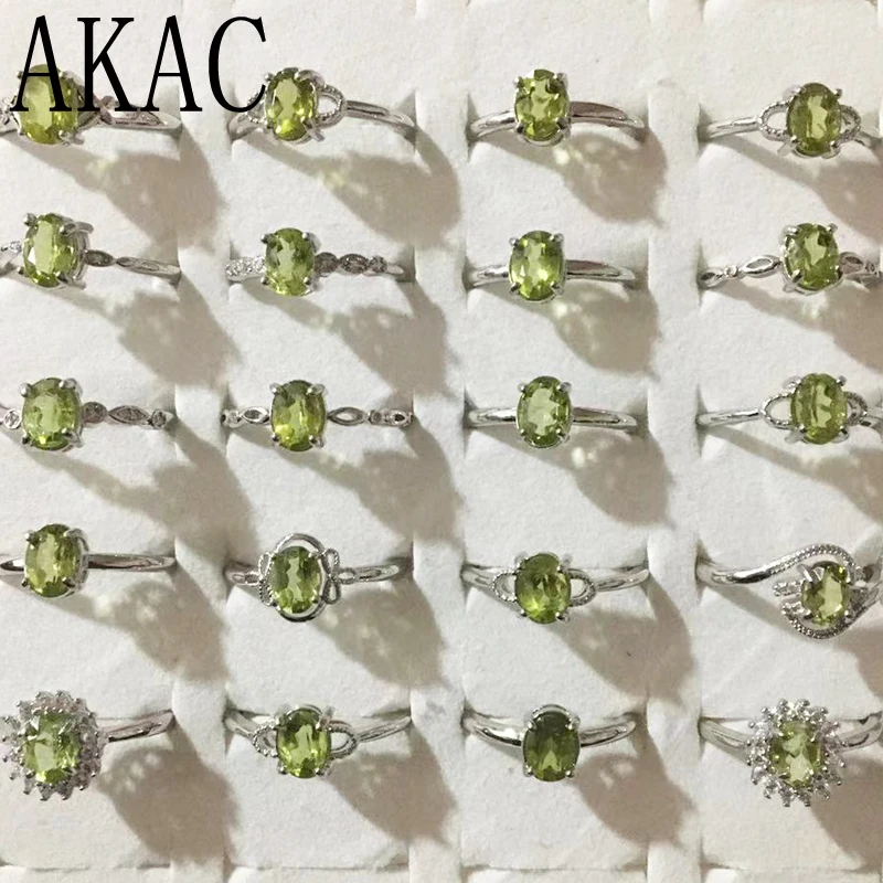 3rings/set approx5*7mm AKAC natural green peridot women adjustable ring send randomly | Украшения и аксессуары