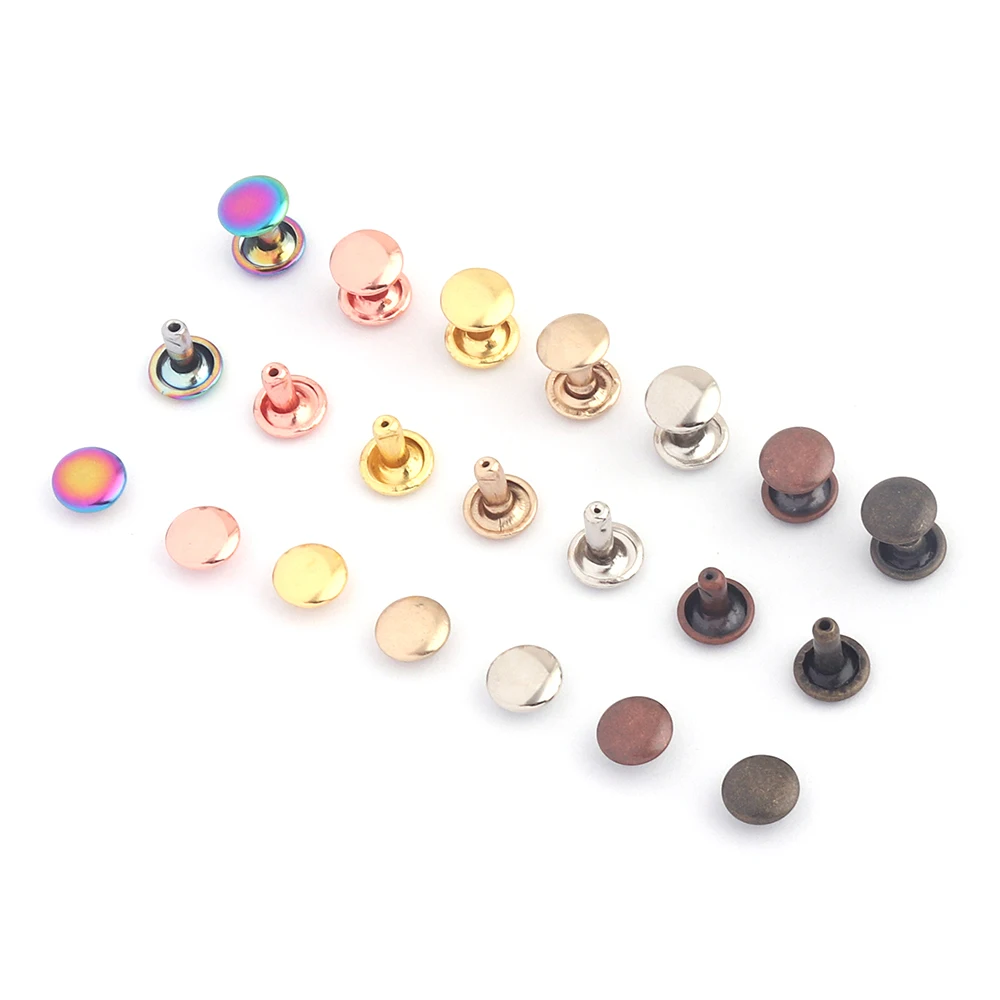 

7mm Rainbow Metal Double Cap Rivets,Button Round Rivet,Studs for Purse Bag Handbags Shoes Belts Leather Craft Supplies DIY