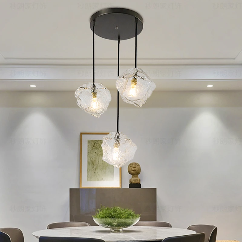 Koop Moderne Minimalistische Kroonluchter Ice Cube Creatieve Persoonlijkheid Restaurant Verlichting Woonkamer Slaapkamer Art Glas Venster Kroonluchter