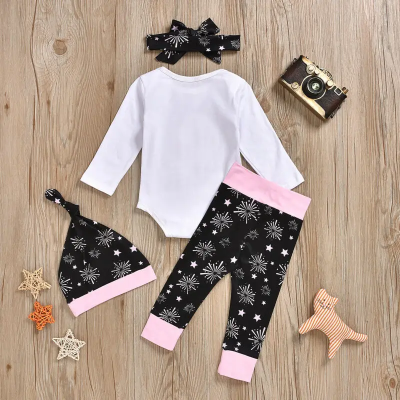 

Pudcoco US Stock 2020 Fashion 0-18M Baby Girls Boys Clothes Set Print My 1ST New Year Cotton Romper Tops Floral Pants Outfit