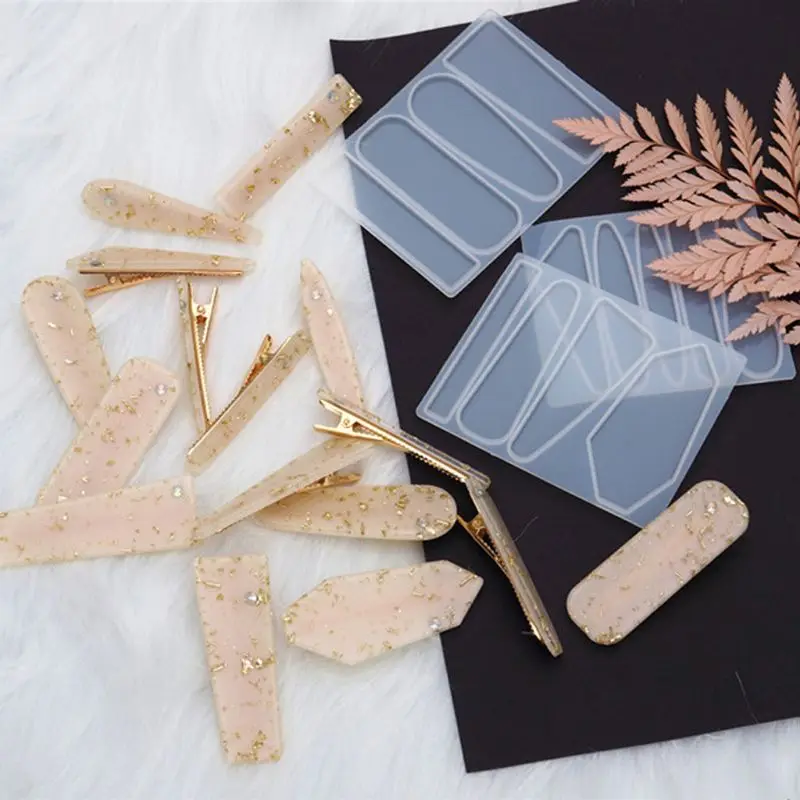 

Resin Mold for Handmade Acrylic Resin Hair Barrettes Geometric Shape Alligator Hair Clips UV Epoxy Resin Mold Jewelry Tools