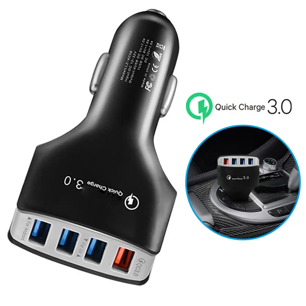 QC 3 0 Быстрая зарядка 4 USB порта портативный автомобильный прикуриватель зарядное