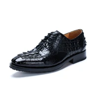 hulangzhishi new crocodile men dress shoes lace up fashion business male casual shoes pure manual male shoes