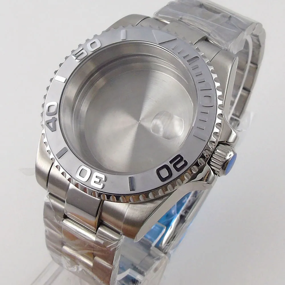 40mm Watch Case+Oyster Bracelet Fit For NH35 NH36 Miyota 8215 821A ETA 2836 Movement Sapphire Glass Date Cyclops 120 Clicks