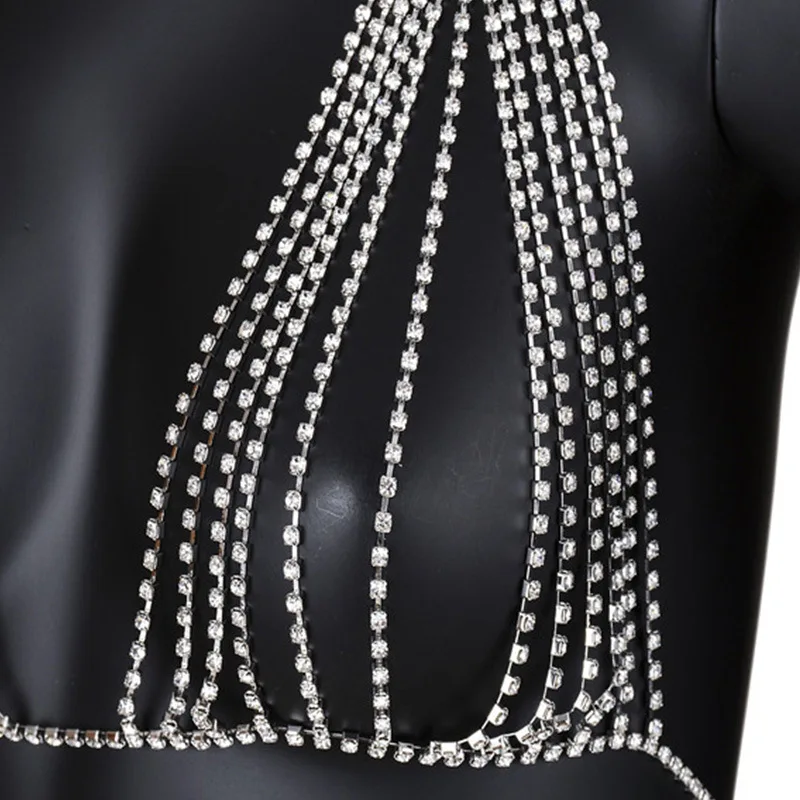 VCU New Fashion Hollow Sexy Fishnet Diamond Bra Body Chain For Women Harness Necklace Boho Beach Jewelry |