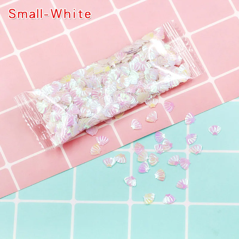 1-Small-White 10 г красочные оболочки Блестки прозрачные поставки слаймов Декор наполнитель дополнение игрушки DIY Lizun оболочки блеск Подвески клейкие аксессуары - Цвет: 1-Small-White