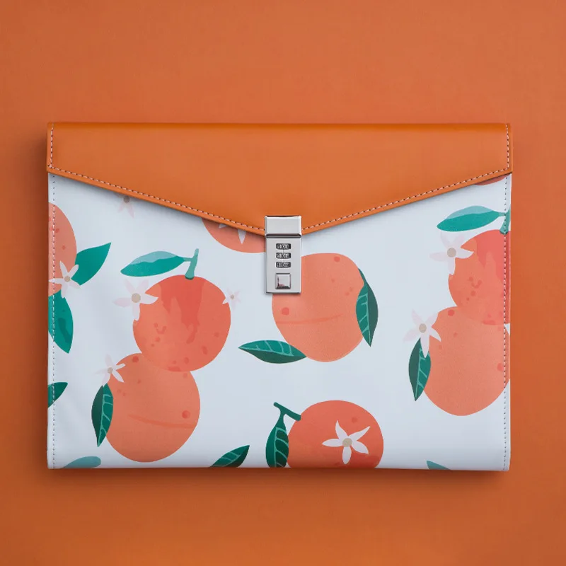 

A4 File Folder with Lock Cute Flamingo Document Organizer Bag Kawaii Fichario Cabinet Case for Office School Padfolio Holder Box