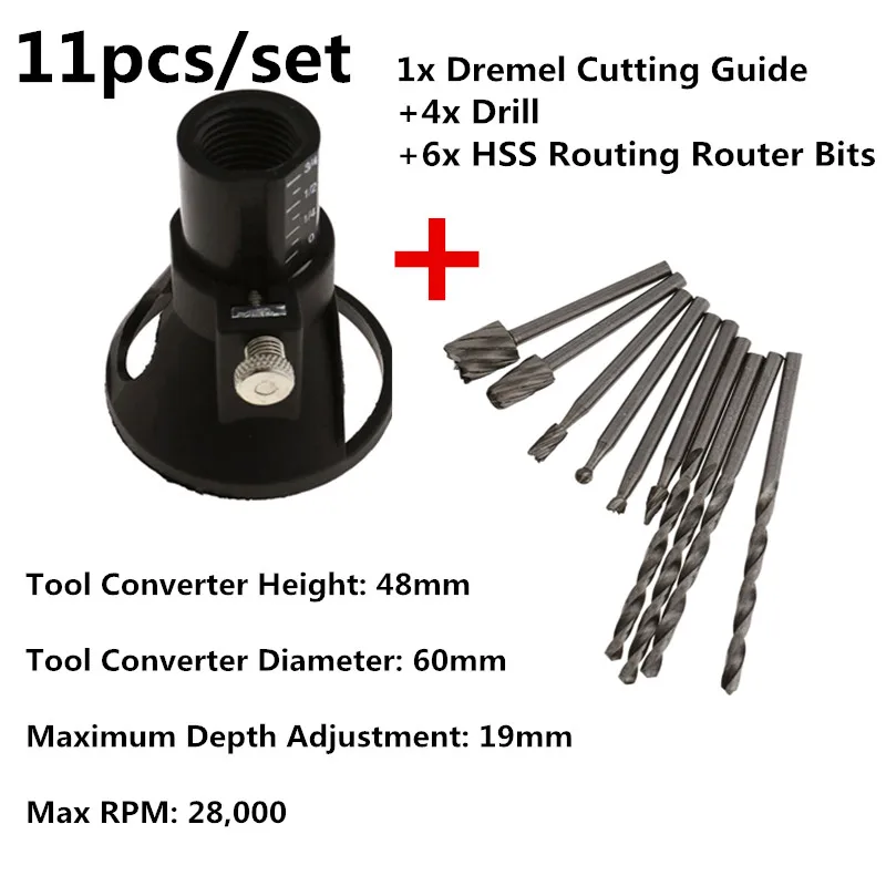 

11pcs HSS Routing Router Drill Bits Set Dremel Carbide Rotary Burrs Tools Wood Stone Metal Root Carving Milling Cutter