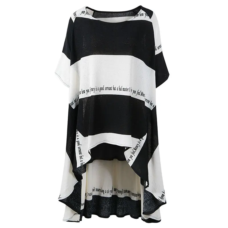 

XITAO Irregular Letter Print Hollow Out T Shirt Women Clothes 2020 Personality Match All Pullover Short Sleeve T Shirt ZLL5043