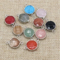 5pcs wholesale natural stone connector section round semi precious for jewelry making diy necklace bracelet anklet accessory