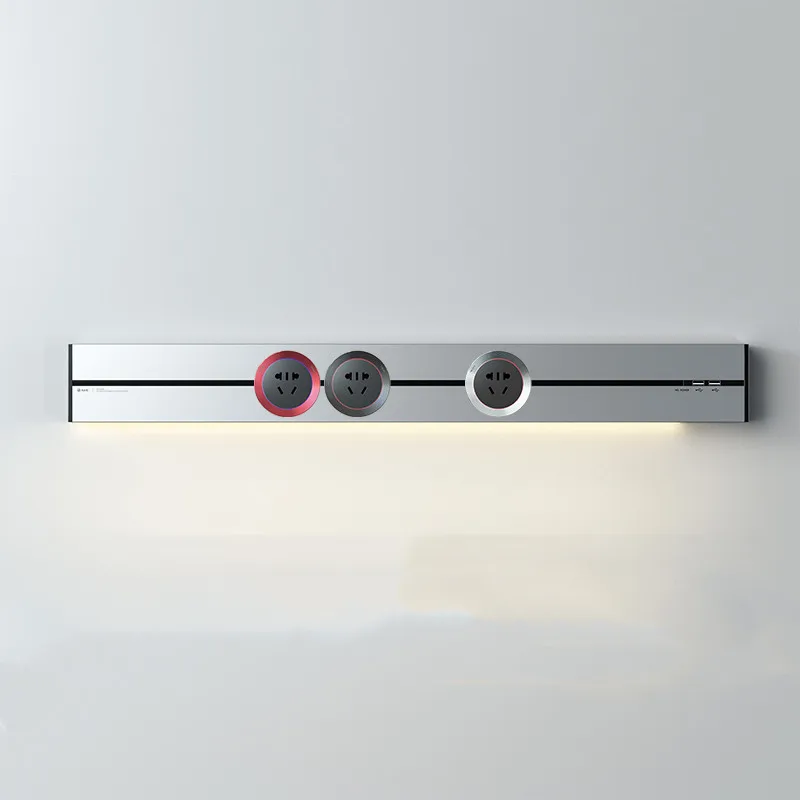 

Power Track Electrical Orbital 50cm +2.4A USB Port*2 Led Strip Induction Light 3 Flexible Sockets Adapters Outlets Silver Gray