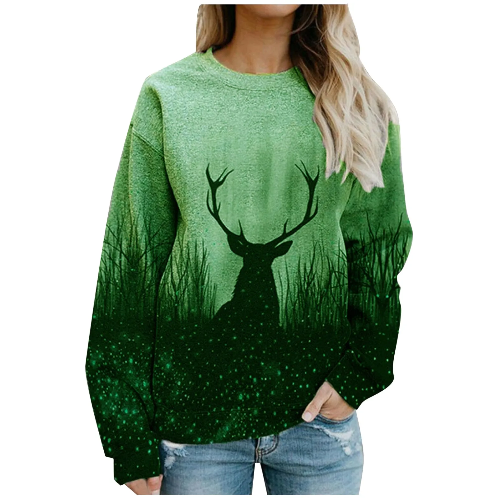 Женский Повседневный пуловер с длинным рукавом и круглым вырезом | Женская